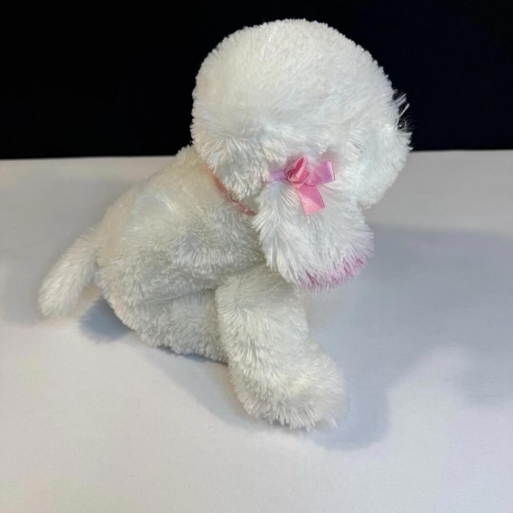 Russ Vintage Berrie MUFFIN Soft Plush Toy Puppy Dog ~ Pink Tip Ears & Bows ~ Tag - Picture 2 of 9